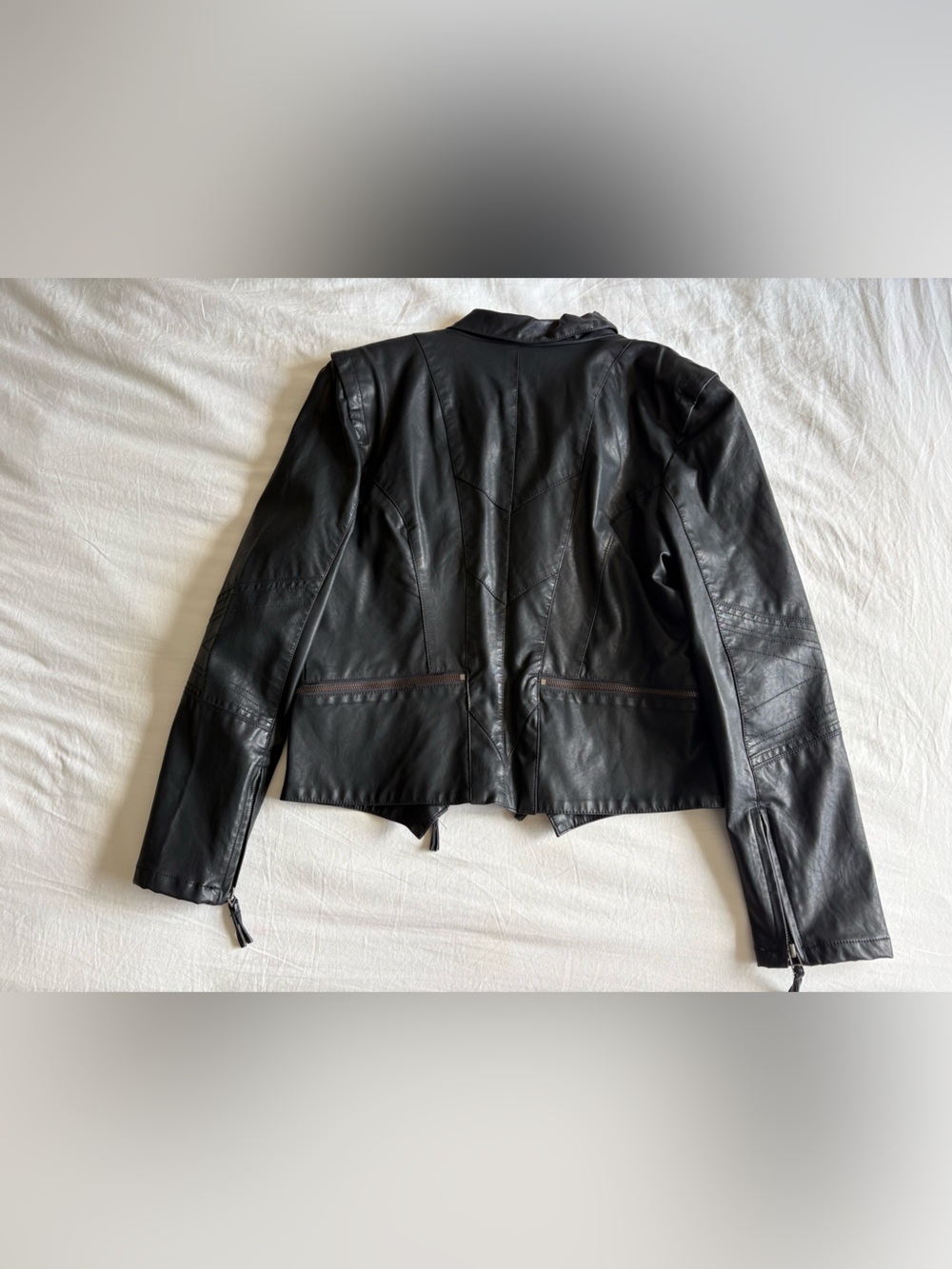 [BLANKNYC] Black Vegan Leather Asymmetrical Moto Jacket - Size XL - Picture 8 of 13